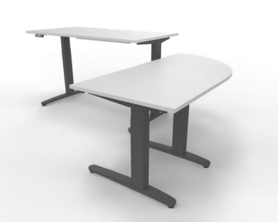 Winkelschreibtisch XBM10 Weiß Gestell Grafit