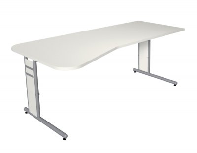 Freiformschreibtisch Form4 C-Fuss 195 cm Weiß