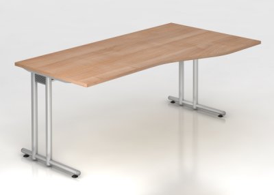 Schreibtisch Nürnberg 180 cm breit Freiform Nussbaum