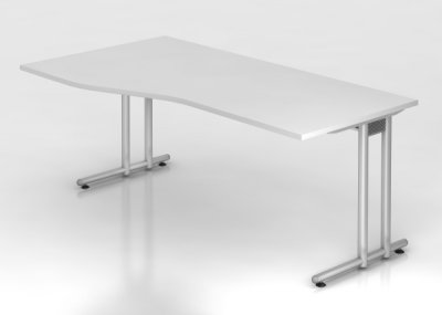 Schreibtisch Nürnberg 180 x 80 cm breit Freiform Weiss
