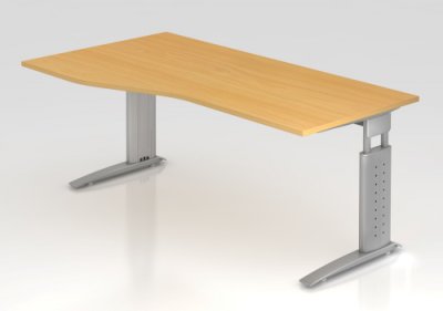 Schreibtisch Unna Freiform Buche-silber