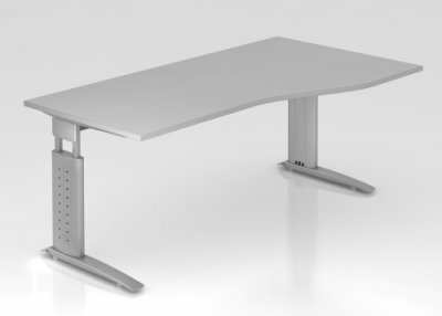 Schreibtisch Unna Freiform Lichtgrau-silber