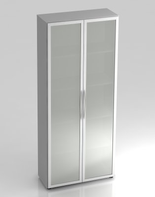 Glastürenschrank Basis Lichtgrau