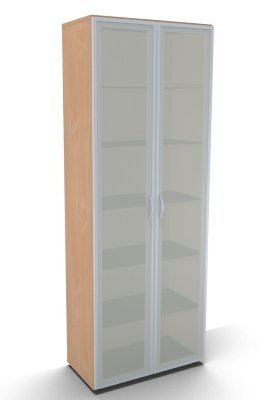 Schrank 6 Ordnerhöhen mit Glastüren Buche