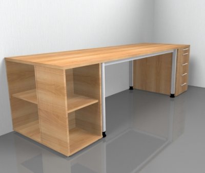 Schreibtisch mit Anstellcontainern Nussbaum