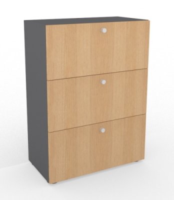 Hängeregisterschrank Master 3 Ordnerhöhen Grafit/Eiche