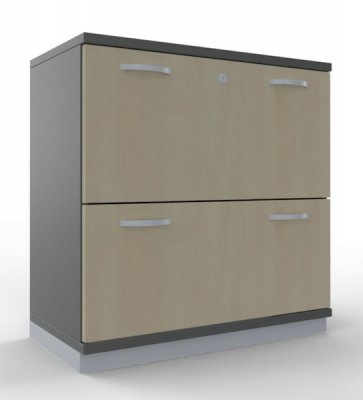 Registerschrank 2 Ordnerhöhen, 80 cm breit Metallsockel