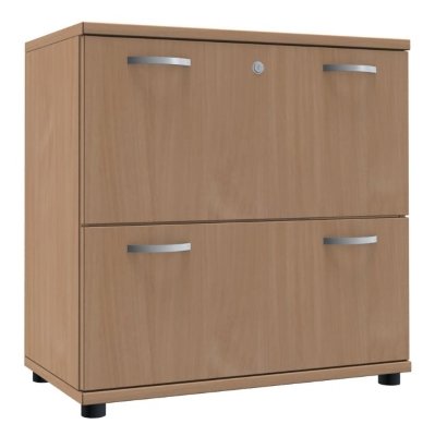 Registerschrank 2 Ordnerhöhen, 80 cm breit Buche