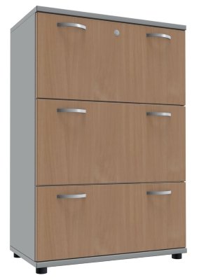 Registraturschrank 3 Ordnerhöhen, 80 cm breit Lichtgrau/Buche