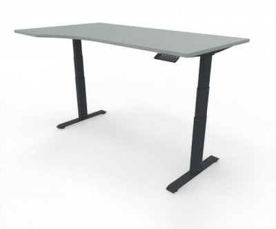 PC-Schreibtisch Elevate Plus linke Seite 100 cm tief Gestell Anthrazit Tischplatte Lichtgrau