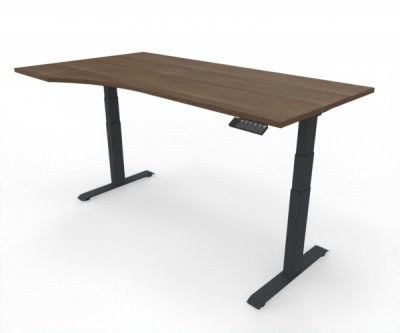 PC-Schreibtisch Elevate Plus linke Seite 100 cm tief Gestell Anthrazit Tischplatte Nussbaum