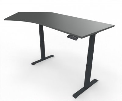 Höhenverstellbarer Schreibtisch 135 Grad links Gestell Anthrazit Tischplatte Onyx