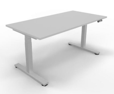 Höhenverstellbarer Schreibtisch DSM 160 cm Lichtgrau-Silber