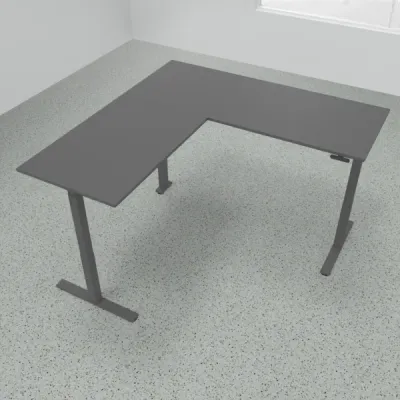 Höhenverstellbarer Winkelschreibtisch 200 x 200 cm DSM Grafit Grafit