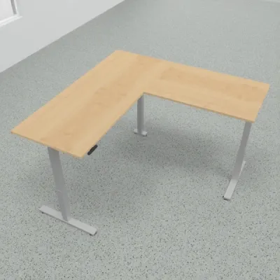 Höhenverstellbarer Winkelschreibtisch 200 x 200 cm DSM Silber Ahron