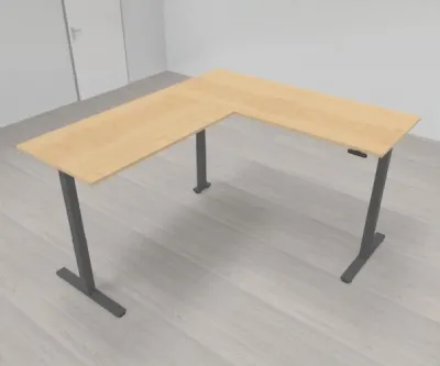Elektrisch höhenverstellbarer Winkelschreibtisch 200 x 220 cm DSM Grafit Ahorn