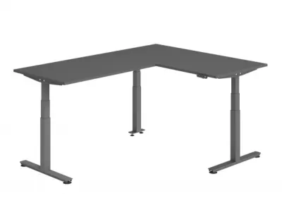 Winkelschreibtisch DSM L-Form 160 x 200 cm Gestell Grafit Tischplatte Grafit