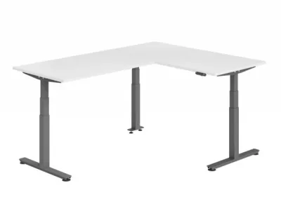Winkelschreibtisch DSM L-Form 160 x 200 cm Gestell Grafit Tischplatte Weiß