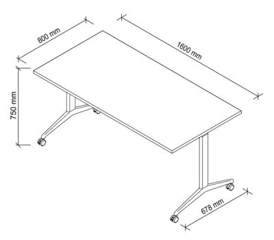 Klapptisch 160 x 80 cm mit Rollen Gestell Silber Tischplatte Maße