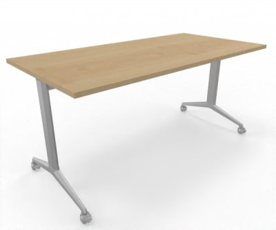 Klapptisch 160 x 80 cm mit Rollen Gestell Silber Tischplatte Ahorn