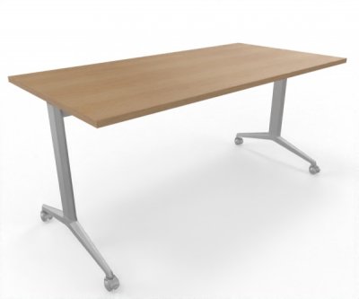 Klapptisch 160 x 80 cm mit Rollen Gestell Silber Tischplatte Eiche