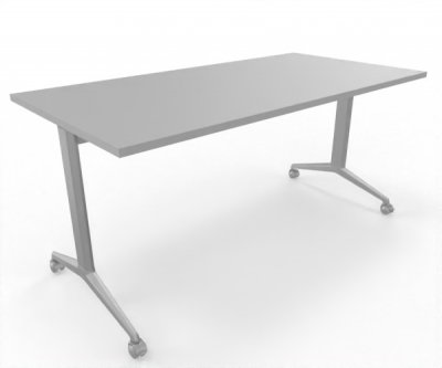 Klapptisch 160 x 80 cm mit Rollen Gestell Silber Tischplatte Lichtgrau