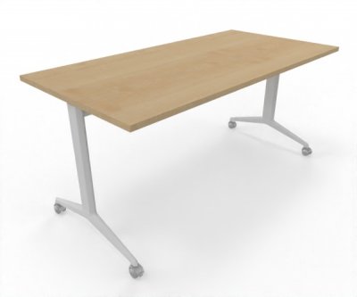 Klapptisch 160 x 80 cm mit Rollen Gestell Weiß Tischplatte Ahorn
