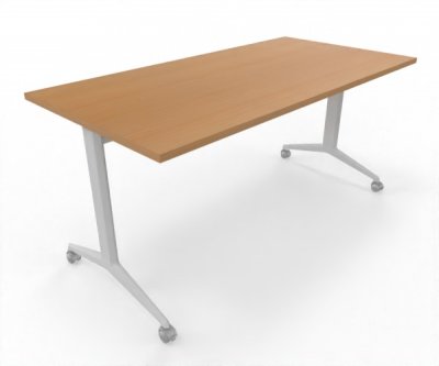Klapptisch 160 x 80 cm mit Rollen Gestell Weiß Tischplatte Buche
