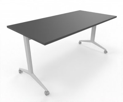 Klapptisch 160 x 80 cm mit Rollen Gestell Weiß Tischplatte Grafit