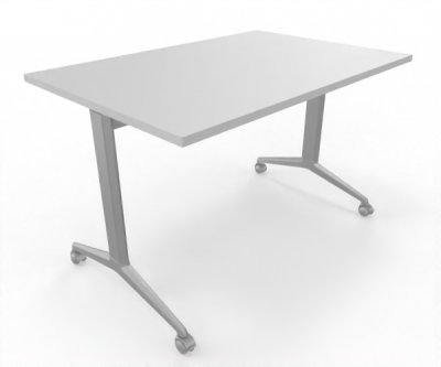 Klapptisch mit Rollen Gestell Silber Tischplatte Weiß