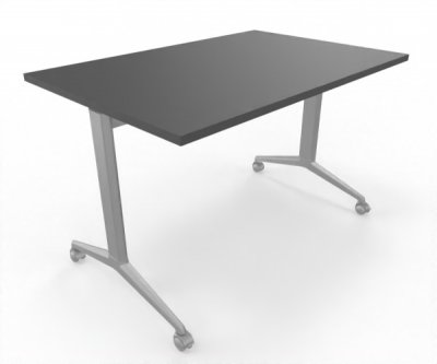 Klapptisch mit Rollen Gestell Silber Tischplatte Grafit