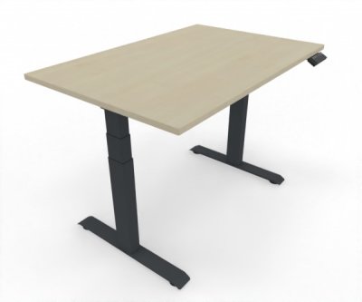 höhenverstellbarer Schreibtisch Elevate Plus 120 x 80 cm Gestell Anthrazit Tischplatte Ahorn