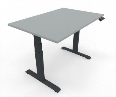 höhenverstellbarer Schreibtisch Elevate Plus 120 x 80 cm Gestell Anthrazit Tischplatte Lichtgrau