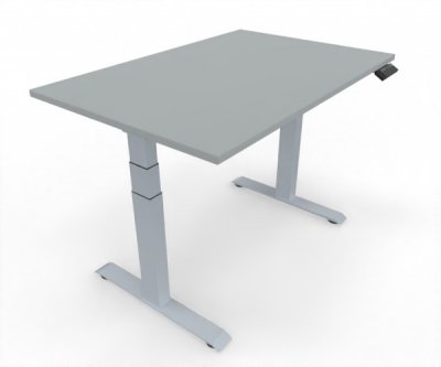 höhenverstellbarer Schreibtisch Elevate Plus 120 x 80 cm Gestell Silber Tischplatte Lichtgrau