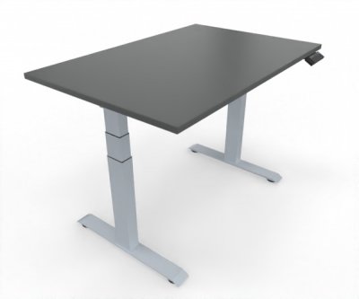 höhenverstellbarer Schreibtisch Elevate Plus 120 x 80 cm Gestell Silber Tischplatte Onyx