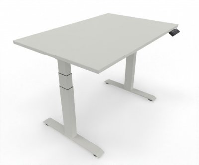 höhenverstellbarer Schreibtisch Elevate Plus 120 x 80 cm Gestell Weiß Tischplatte Weiß