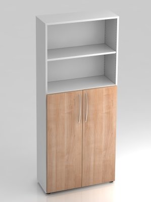 Regalschrank Basis 5 Ordnerhöhen Weiss Nussbaum