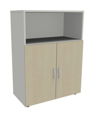 Kombischrank Mega 3 OH Türen 2 OH Weiss-Ahorn