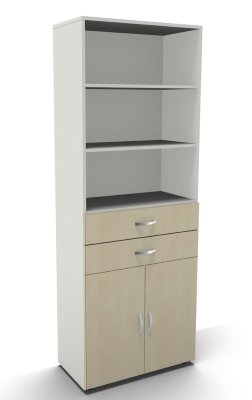 Kombischrank Mega 6 OH mit Schubkasteneinsatz Weiss Ahorn