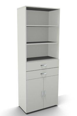 Kombischrank Mega 6 OH mit Schubkasteneinsatz Weiss