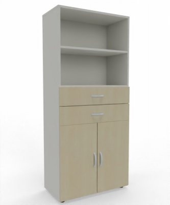 Kombischrank Mega 80x42x180,8 cm mit Schubladen und Türen Weiß-Ahorn