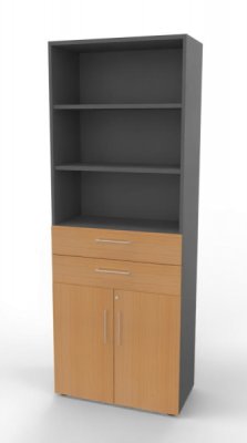 Kombischrank Büroschrank mit Türen und Schubfächern Graift-Buche