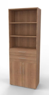 Kombischrank Büroschrank mit Türen und Schubfächern Nussbaum