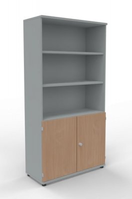 Kombischrank TEN 5 OH 100 cm breit Lichtgrau-Buche