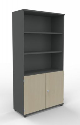Kombischrank TEN 5 OH 100 cm breit Onyxgrau-Ahorn