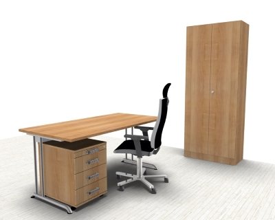 Komplettbüro B14 Nussbaum
