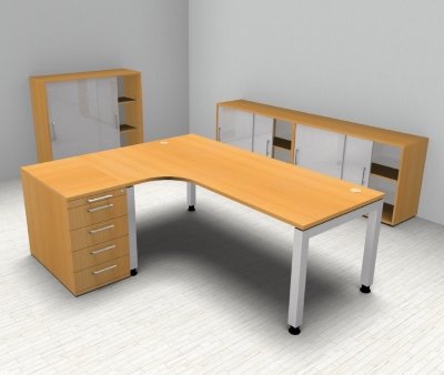 Arbeitszimmer HB35J Büromöbel Ahorn/Silber