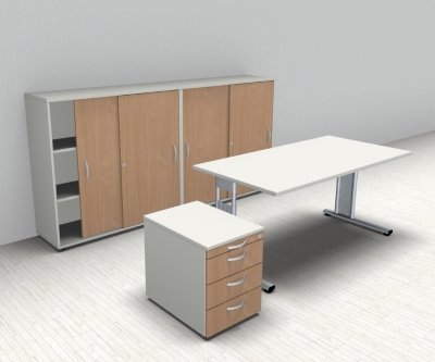 Komplettbüro GS3 Weiß/Buche