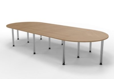 Konferenztisch 400 x 160 cm gerundet für 12 bis 14 Personen Eiche