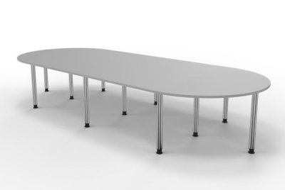 Konferenztisch 400 x 160 cm gerundet für 12 bis 14 Personen Lichtgrau